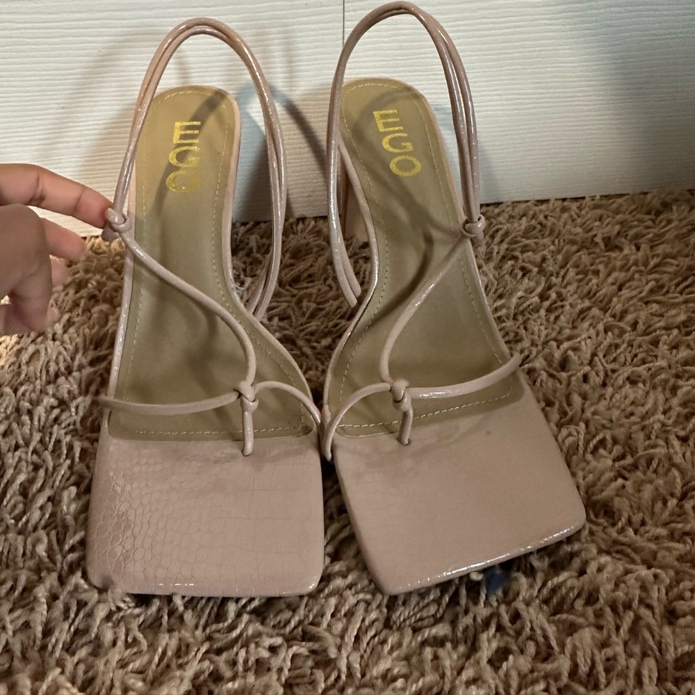 Pink ego strappy block heel sandals